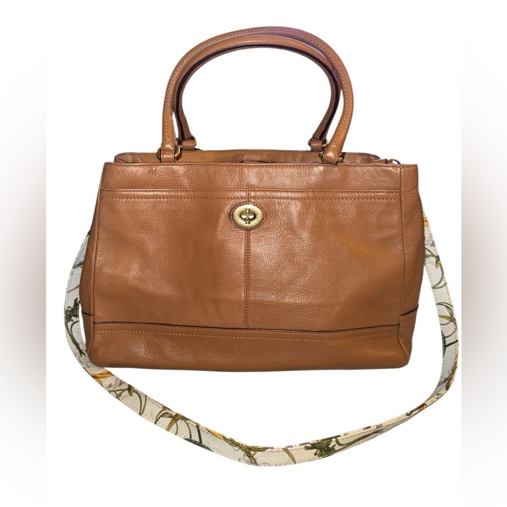 Coach Large Brown Leather Carry All Satchel Bag